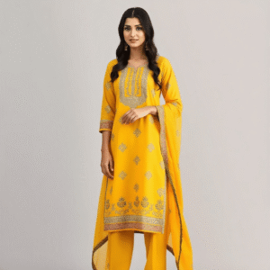Mustard Silk Three Piece